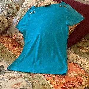 Pull over Lauren top, square neckline with buttons on either side, size small